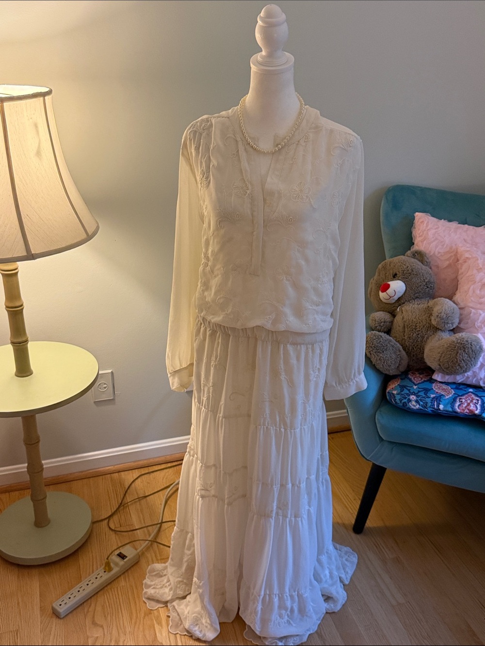 Chico’s Cream Embroidered Maxi Dress - Flowing Boho Style